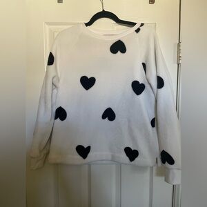 LOFT White Valentines Sweater with Black Hearts
